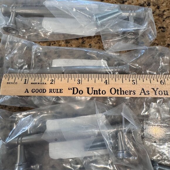 Brainerd Satin Nickel Drawer Pull & Knob Set of 6 Kitchen Hardware varied sizes - Picture 7 of 12